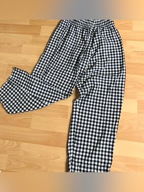 Black & White Linen Blend Gingham Elastic Waist Pants by Old Navy: XS (run big)